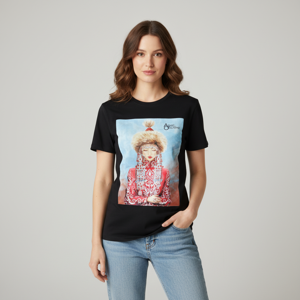 【現物限り】キルギスタンTシャツ (黒+水色)