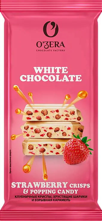 ◎O‘ZERA ホワイトチョコレート「ストロベリークリスプ&ポッピングキャンディ」
