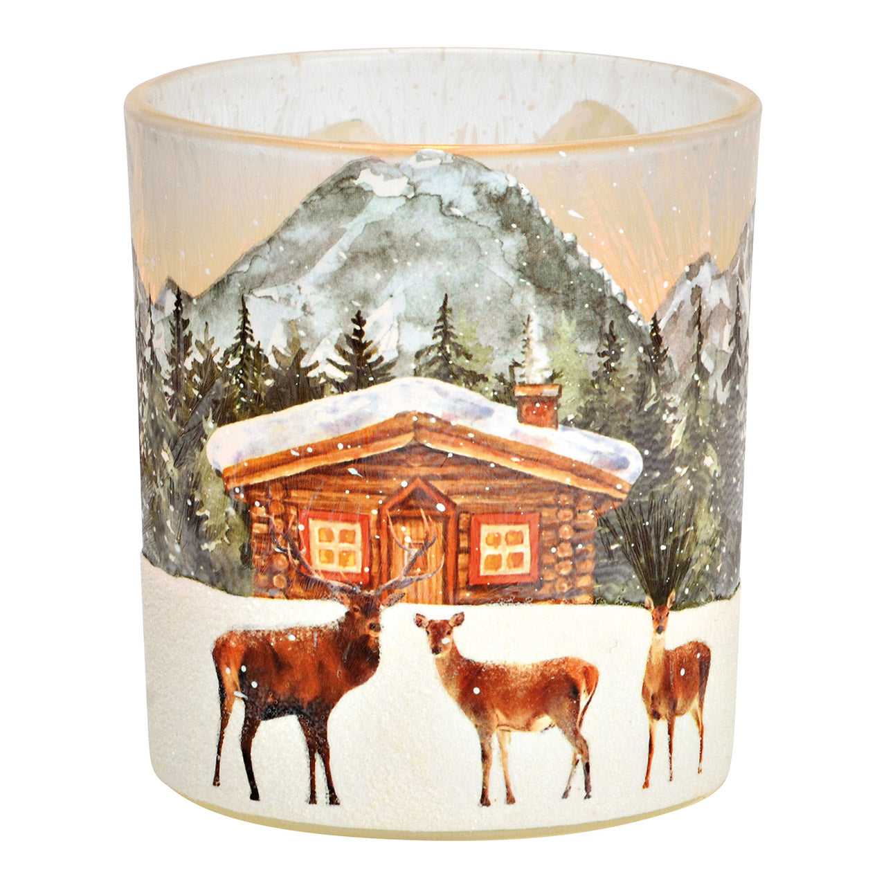 【10％OFF】ランタン”鹿の冬の森”【Lantern tealight holder "Deer winter forest"】