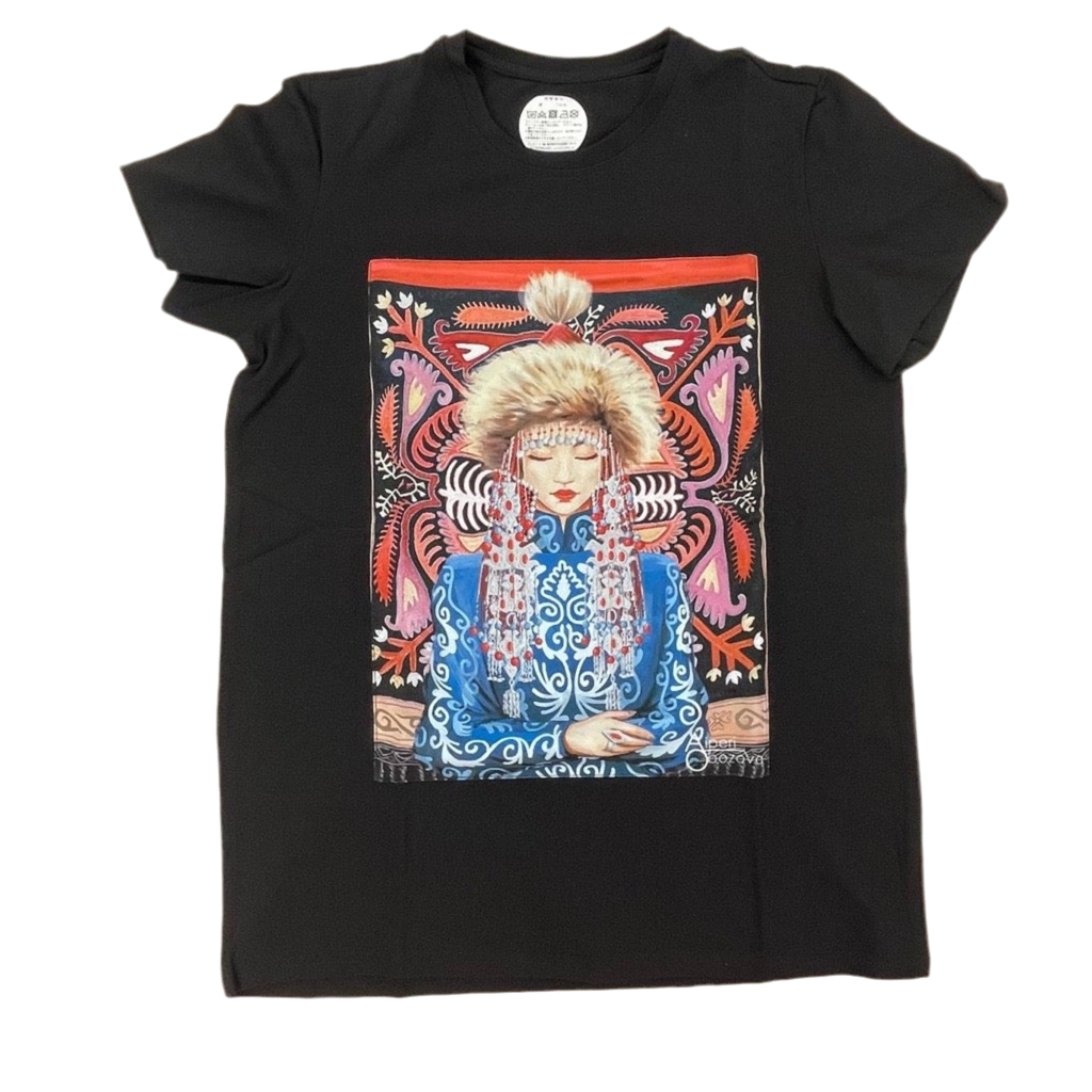 【現物限り】キルギスタンTシャツ (黒＋模様）