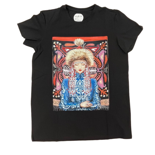 【現物限り】キルギスタンTシャツ (黒＋模様）