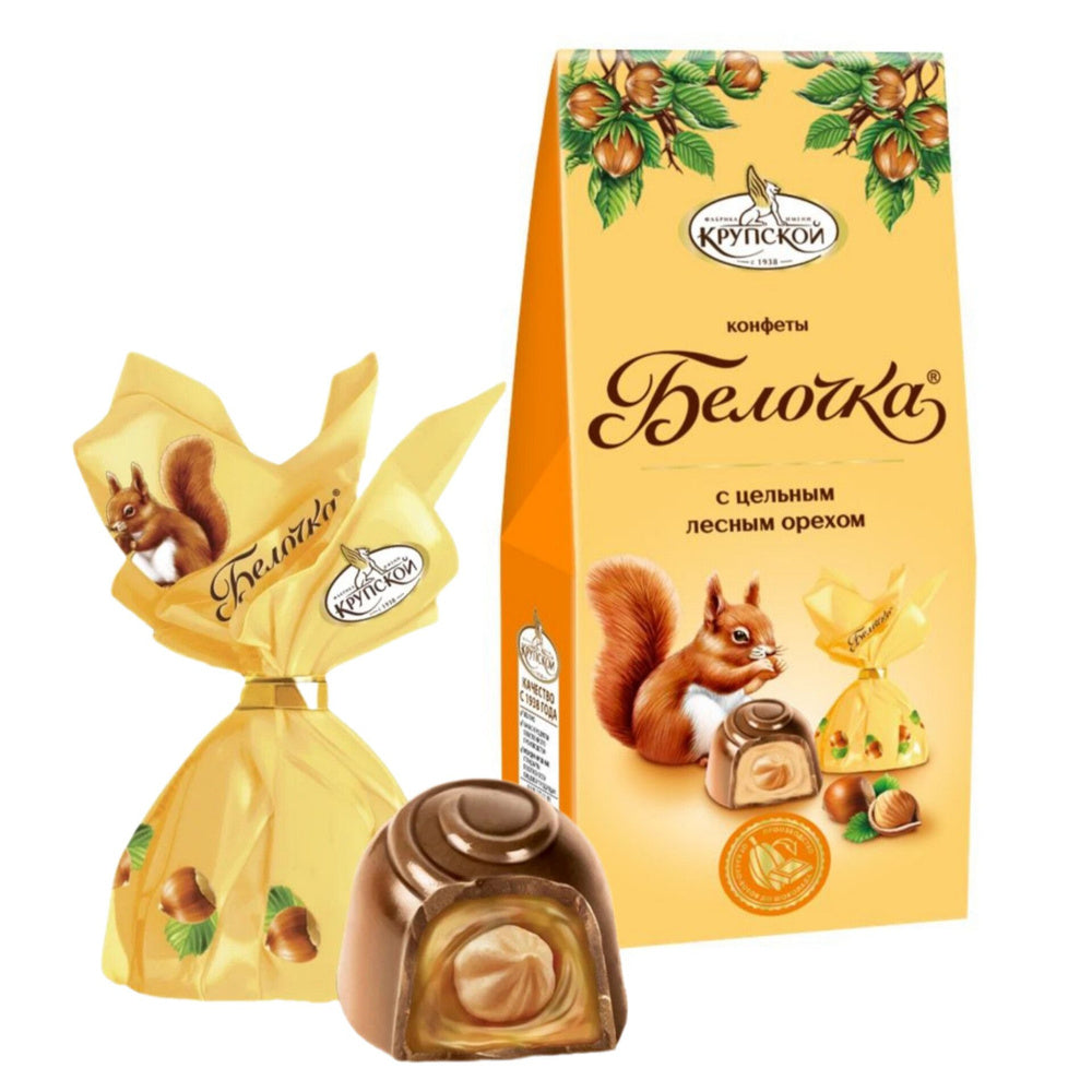 ◎「ベーロチカ」（小さなリス） 全粒ヘーゼルナッツ入りチョコ菓子