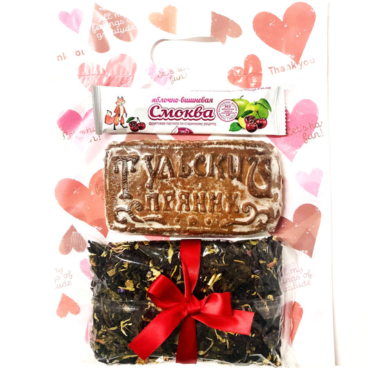 チェリーペースト入りプリャーニキフルーツシート”スモクヴァ”チェリーと紅茶セット（袋付き）