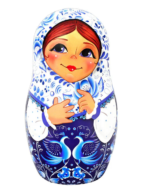 ◎「マトリョーシカ」缶入りセイロン紅茶（茶葉）（グジェリ風)/Чай "Матрёшка" (в стиле Гжель)