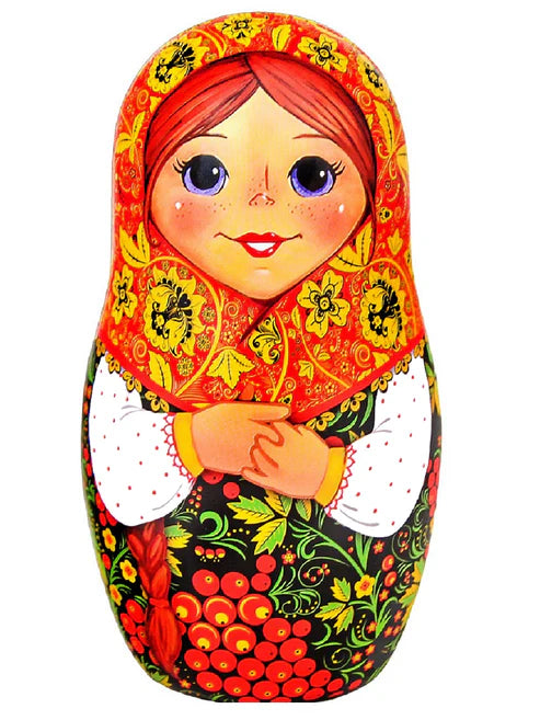 ◎「マトリョーシカ」缶入りセイロン紅茶（茶葉）（ホフロマ風)/Чай "Матрёшка" (в стиле Хохлома )