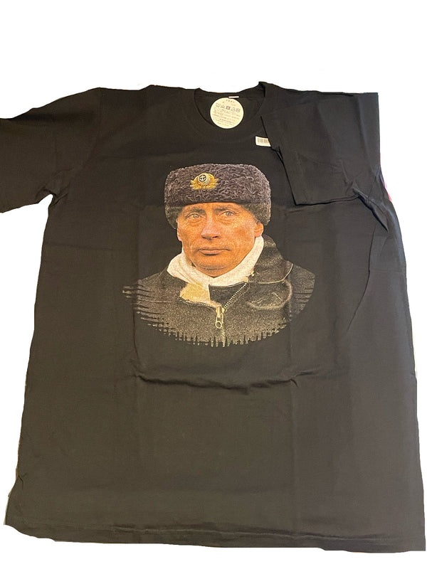 [在庫一掃セール]　[再入荷なし]　大統領メンズTシャツ「プーチン大統領のウシャンカ姿」