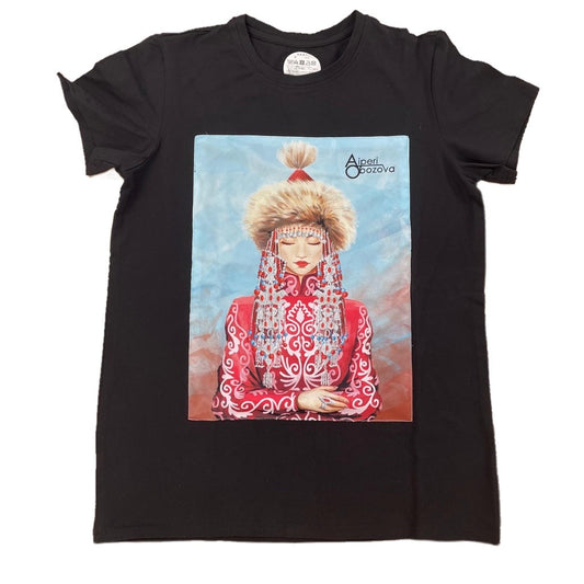 【現物限り】キルギスタンTシャツ (黒＋水色）